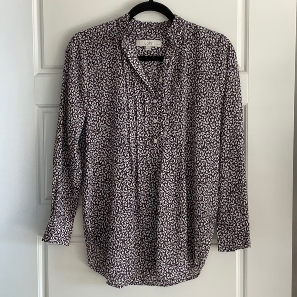 Purple Blouse With Ruffle Collar Loft XSP